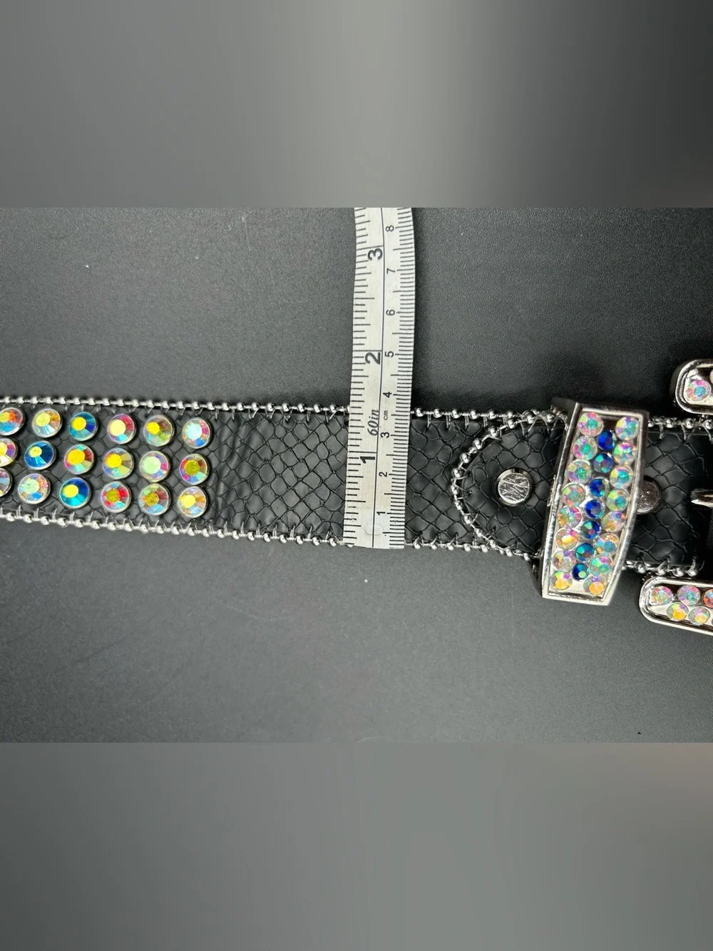 MAJESTIK  “Prodigy”  Leather Belt Colorful - Rhinestone . Size L